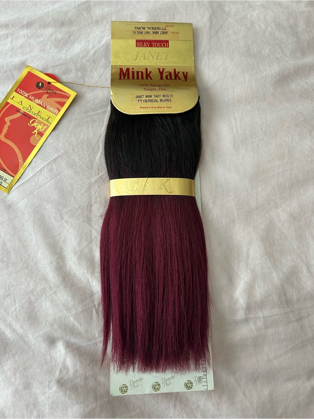 Mink Yaky Ombré Black Burgundy Human Hair 10 inch Extensions Color TT1B/Real Bur